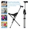 Multi-purpose Folding Stool Trekking Pole Portable Lightweight Walking Stick with 3 Legged Seat Outdoor Climbing Crutch Cane Elderly Walking Aid