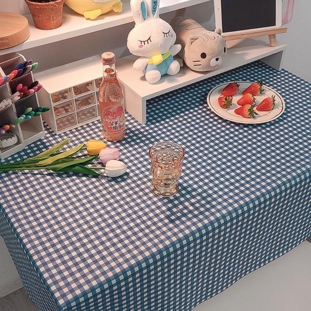 Ins Korean Plaid Tablecloth Strawberry Background Cloth Modern Desk Table Cloth