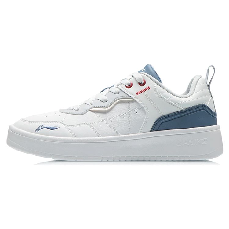 Li Ning Xian Chu Leather Trendy Casual Lightweight Breathable Low-Top Skate Shoes Men Sneakers White Blue AGCR315-1