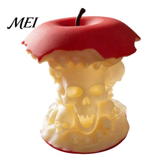 Skull Desktop Ornaments Apple Core Ornament, Dark Themed Desk Figurine, 3D Printed Small Resin Decor Realistic Statue, Gothic Collectible Ornament for