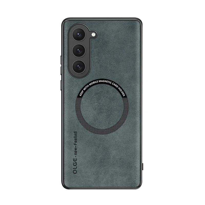 Магнитный кожаный роскошный чехол для Samsung Galaxy S25 S24 S23 S22 Ultra S21 FE Plus Для Magsafe Беспроводная зарядка Ударопрочный чехол