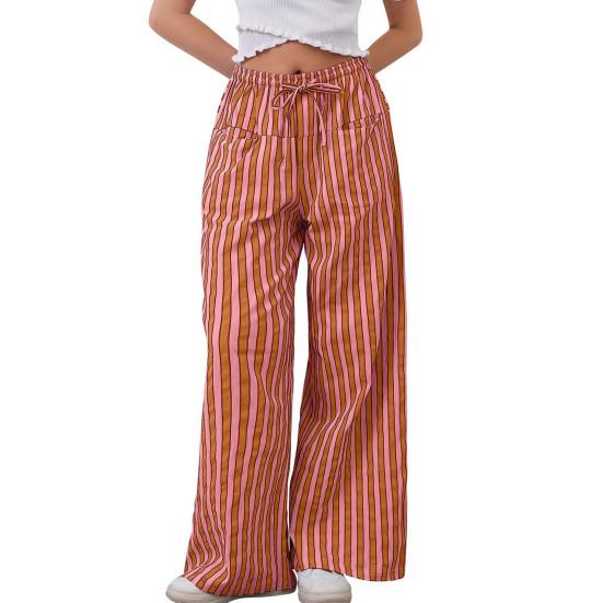 Женские длинные брюки с низкой посадкой, эластичной талией, регулируемые повседневные брюки с карманами, свободные