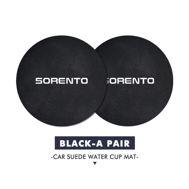 AGF3 For KIA 2pcs Suede Car Coaster Water Cup Drink Holder Anti-Slip Pad Venga Sedona Forte Stonic Picanto Sorento Stinger