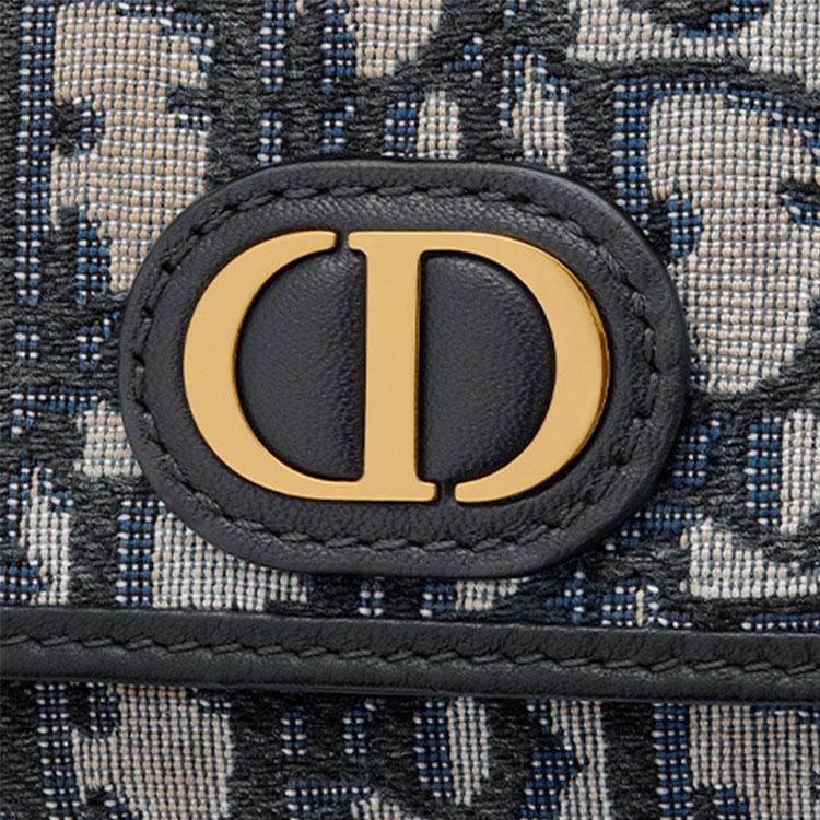 Dior 30 Montaigne Классический холщовый кошелек с косым принтом и вышивкой Женский кошелек Джинсово-синий S2057UTZQ-M928