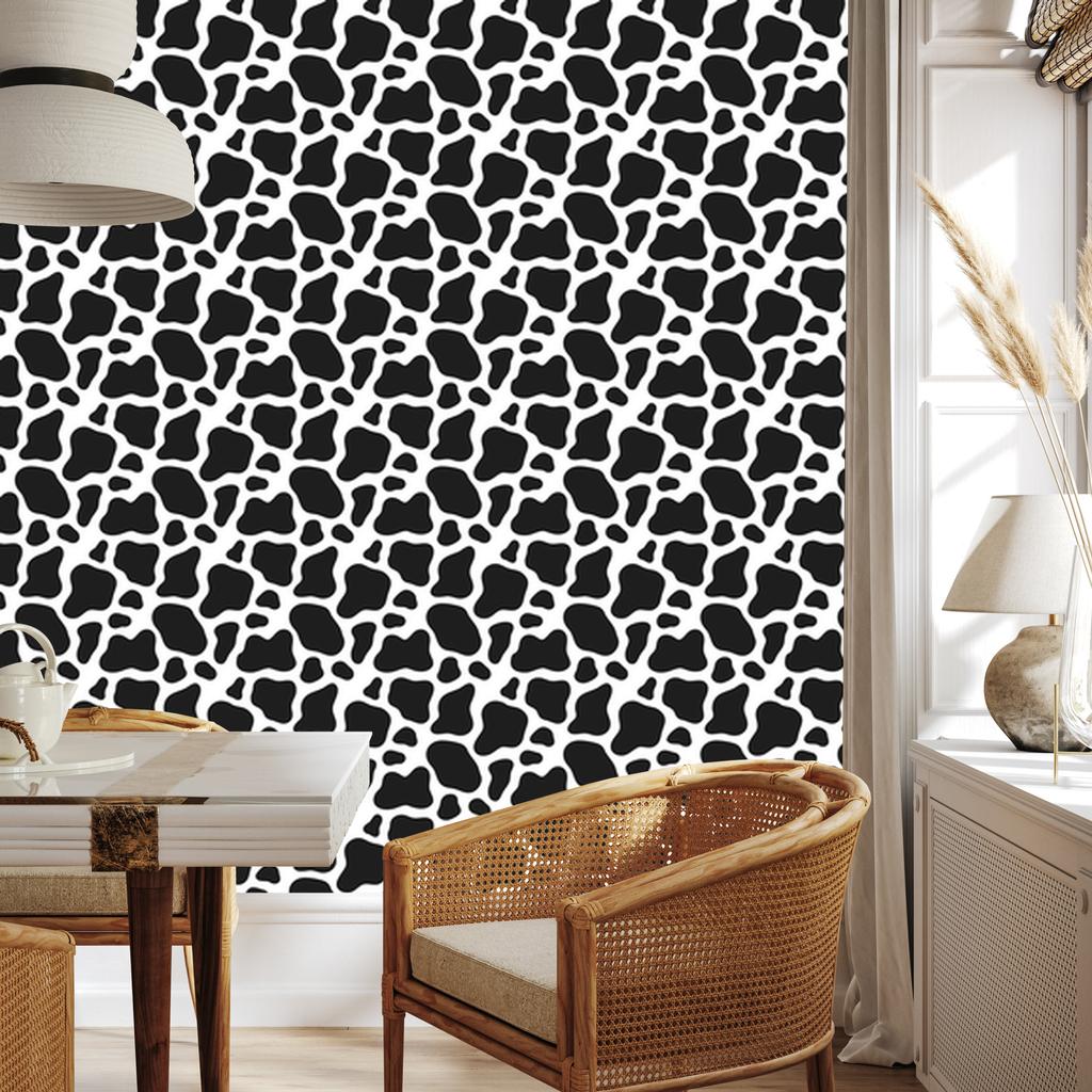 Cow Patches Wallpaper Graphite and Gray for Living Room and Bedroom 50x1000