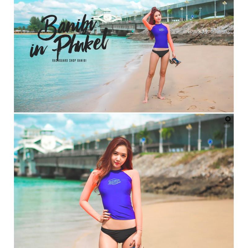 Womens Full Coverage UV Protection Rash Guard Wetsuit Top With Long Sleeves Snorkeling Diving Swimming