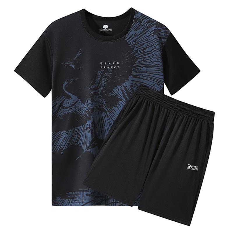 Унисекс Быстросохнущий Повседневный Летний Спортивный Костюм: Футболка с коротким рукавом и шорты для футбола и бега