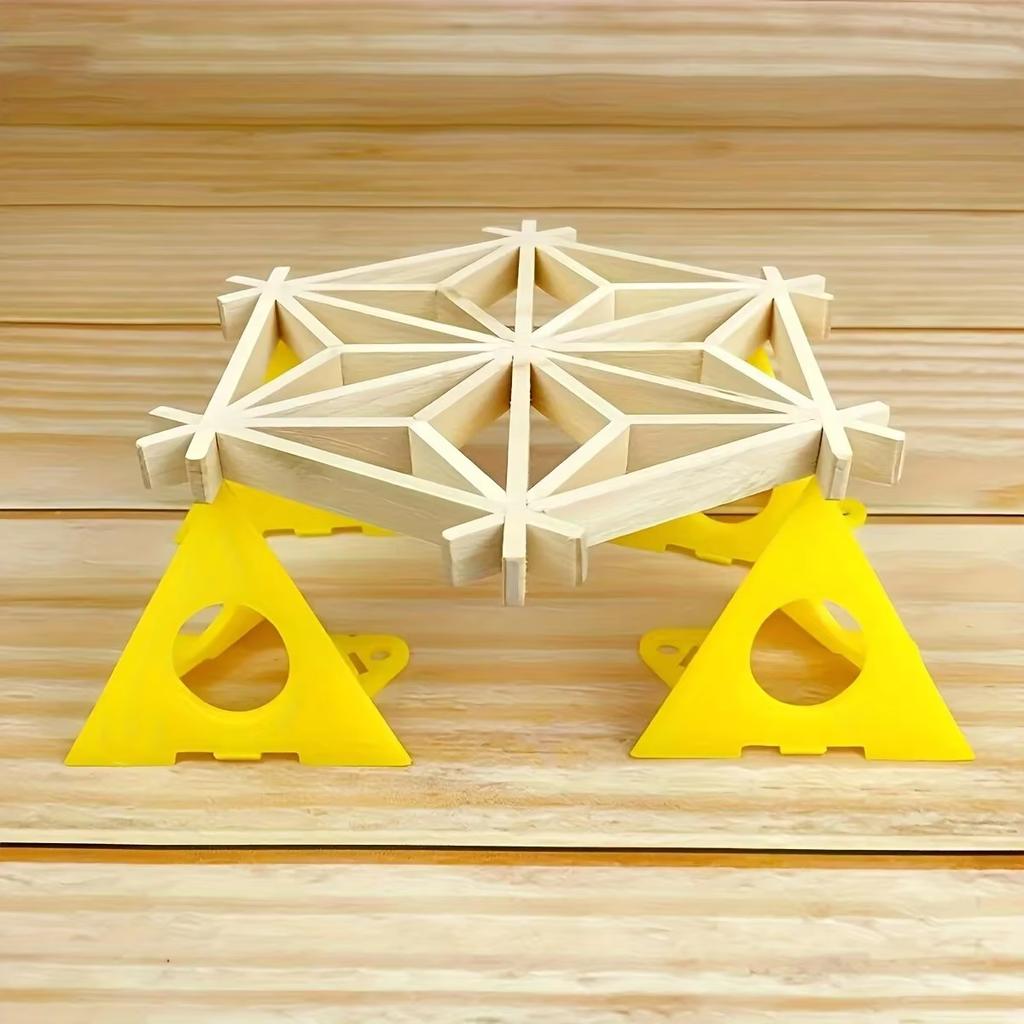 "Набор из 10 шт. Деревообрабатывающие покрасочные подставки Желтые окрашенные пластиковые амортизационные блоки Покраска распылением Сушка на воздухе Покрытые треугольные подставки 10 П"