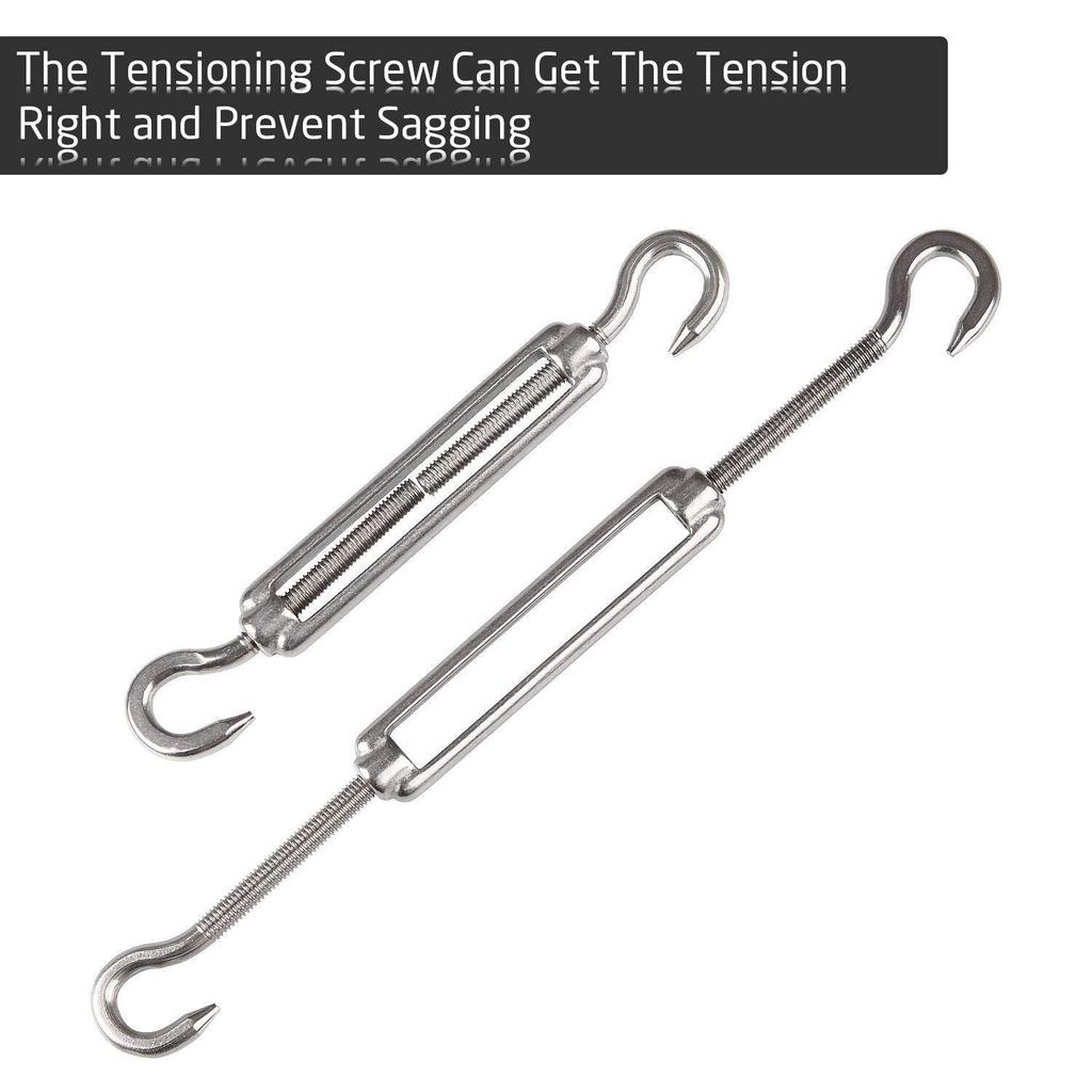 Outdoor Sun Shade Sail with 304 Stainless Steel Accessories & Turnbuckle Set