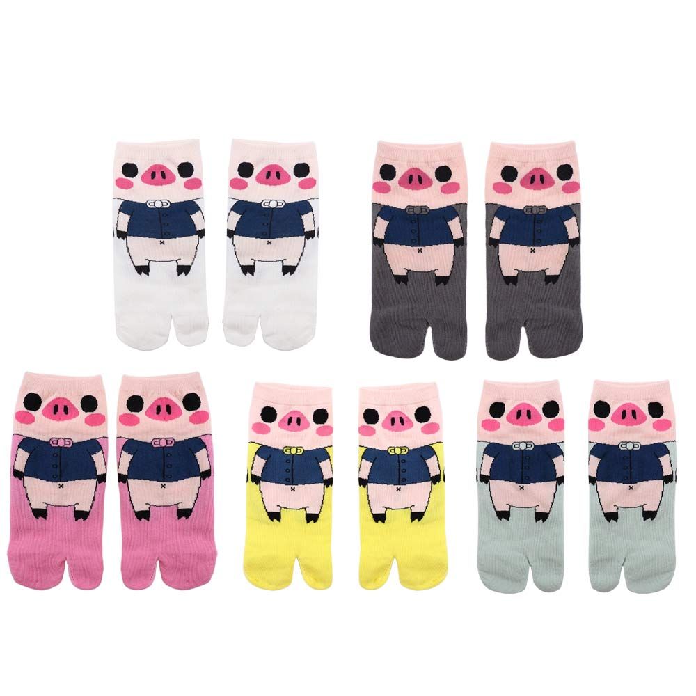 Дышащие Kawaii Носки-носки для студентов с разделенными пальцами Шлепанцы Носки для женщин Гэта Носки Короткие носки Носки с двумя пальцами Носки-поросята