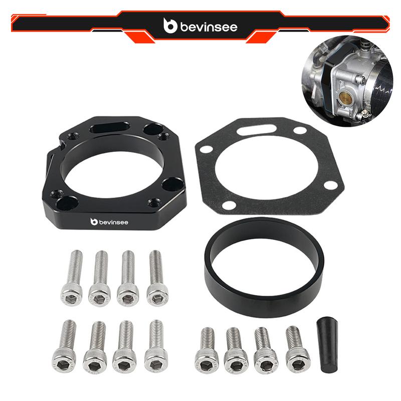 BEVINSEE Dual Throttle Body Adapter Aluminum for Honda K20 K24 K20Z1 K20A1 K20A2 K24A K20A3, for Honda Civic Si for Acura TSX