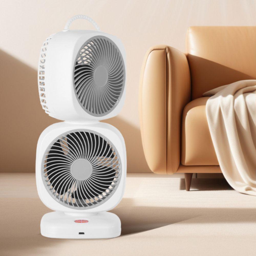 Double-layer Desktop Fan Brushless Air Circulation Fan Double-head Rechargeable Fan Camping Use