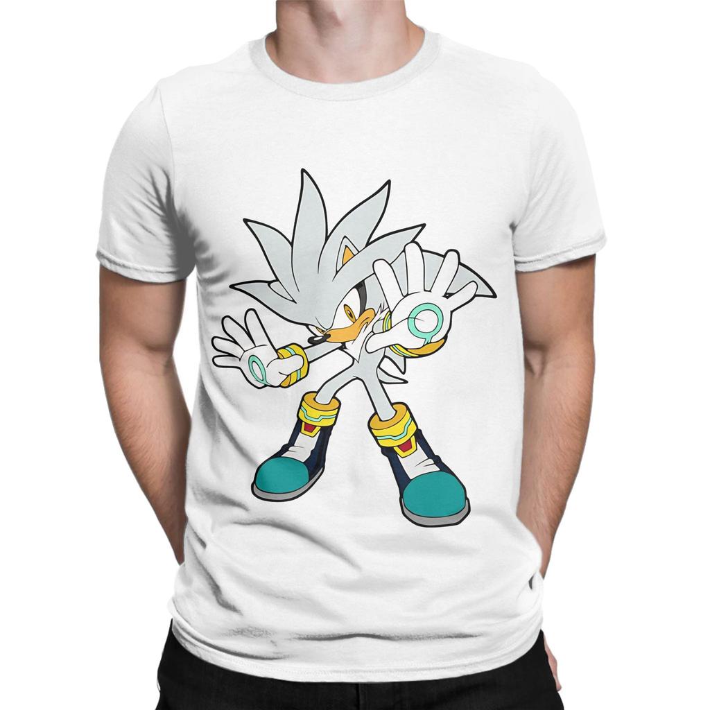 Silver sSonic the Hedgehog Novelty 100 Cotton TShirt sSonic the Hedgehog Tees Tops For Unisex