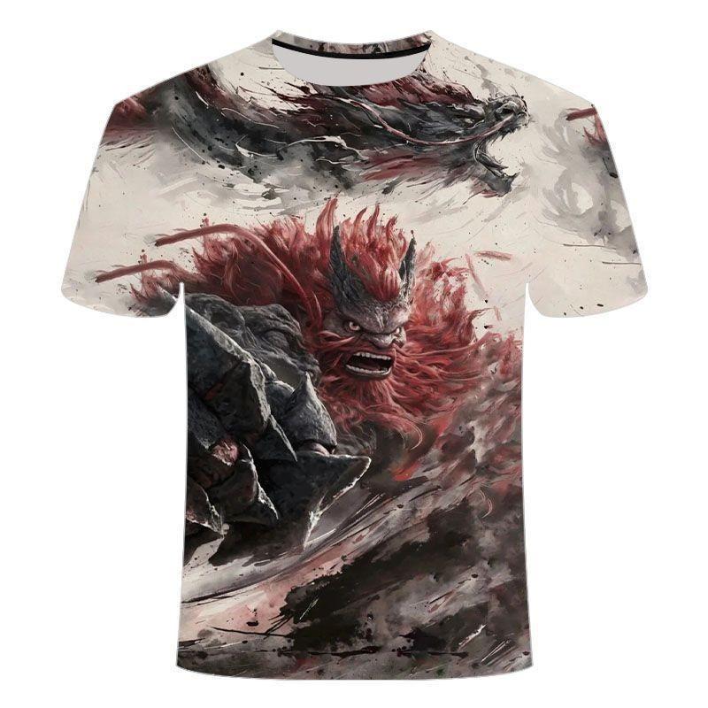 Футболка для мужчин и женщин, детская, Nezha's Demon, детские, мужские и женские футболки с изображением моря, летние футболки с 3D-печатью, короткий рукав, мужская одежда