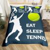 Tennis Bedding Set Full Size Sports Theme Comforter Cover Tennis Lover Duvet Cover Ball Games Yellow Black White Quilt Cover