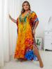 EDOLYNSA Желтый кафтан, женское богемное длинное платье больших размеров, свободное платье Moo Moo, дышащий купальный костюм для отдыха и отпуска, накидка Q1415