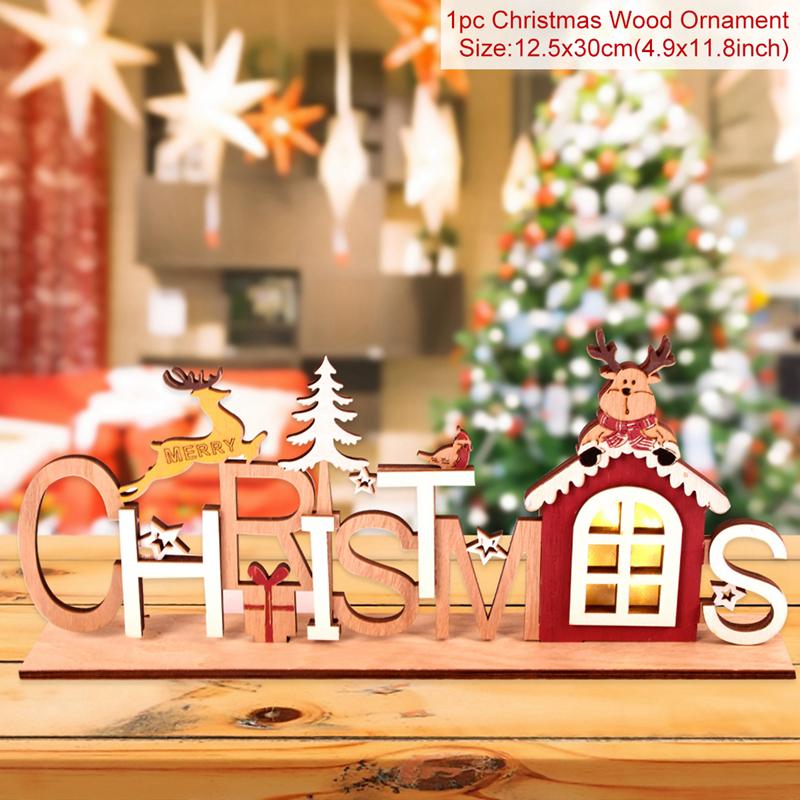 Рождественский Санта-Клаус Деревянное Украшение Веселое Рождественское Украшение Для Дома Рождественское Украшение Навидад Ноэль Подарок С Новым Годом 2024