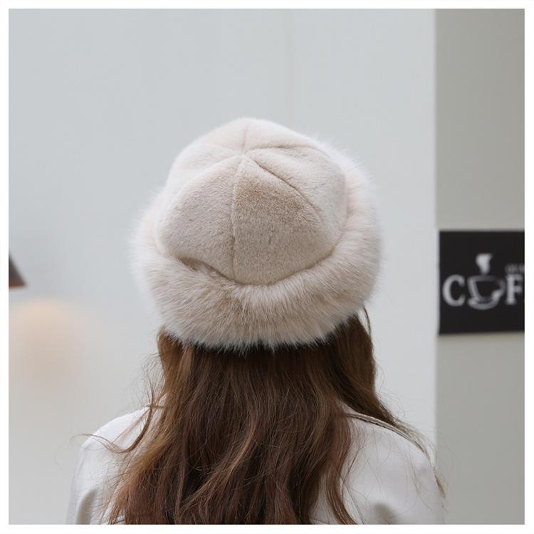 Шапка зимняя новая утолщенная теплая искусственный мех мода простой берет принцесса шапка имитация норки монгольская шапка женская шапка