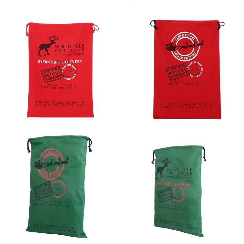 Festive Canvas Gift Bag With Reinforced Drawstring For Holiday Gift Wrap