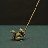 1pc Exquisite Antique Squirrel Figurine - Solid Copper Statue with Brass Accents, Nuts Tea Pet Incense Holder, Desk Decoration,