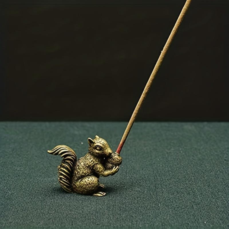 1pc Exquisite Antique Squirrel Figurine - Solid Copper Statue with Brass Accents, Nuts Tea Pet Incense Holder, Desk Decoration,
