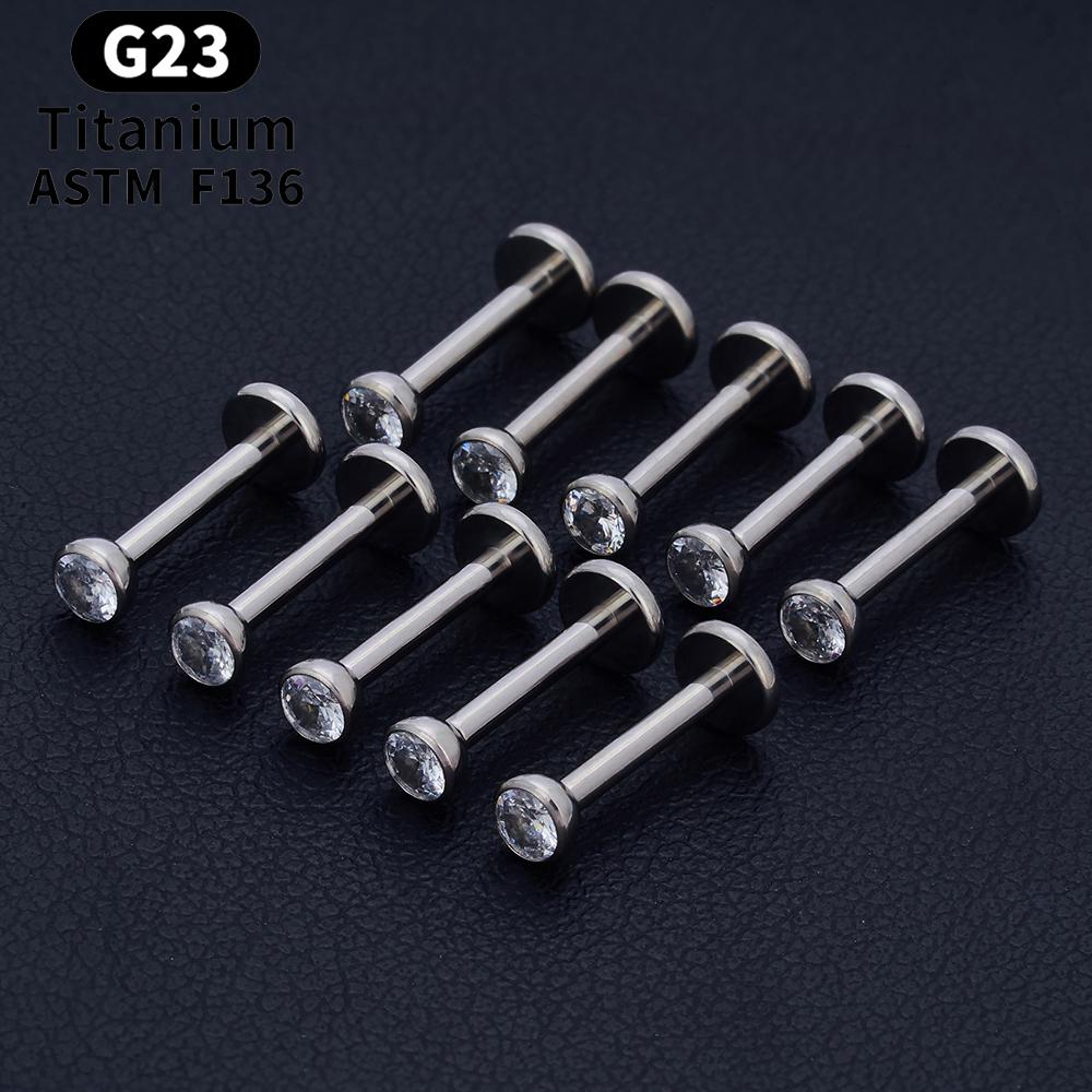10 ШТ. ASTM F136 G23 Титановый Пирсинг Лабрет Кольцо для Губ Штифт Серьга Цирконий Ухо Козелок Хрящ Хеликс Дайт Пирс Украшение 16/18/20g