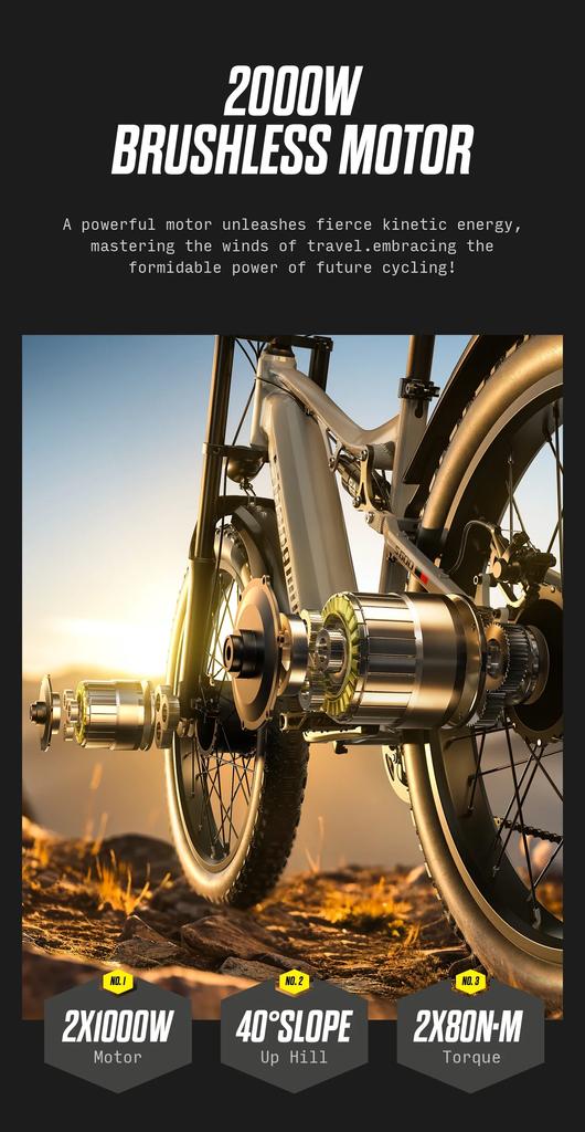 Электрический велосипед EU S600 для взрослых, 2000 Вт, с двумя двигателями, аккумулятор 48 В, 17,5 Ач, 840 Втч, мужской электровелосипед E-Mountain с шинами шириной 26 дюймов