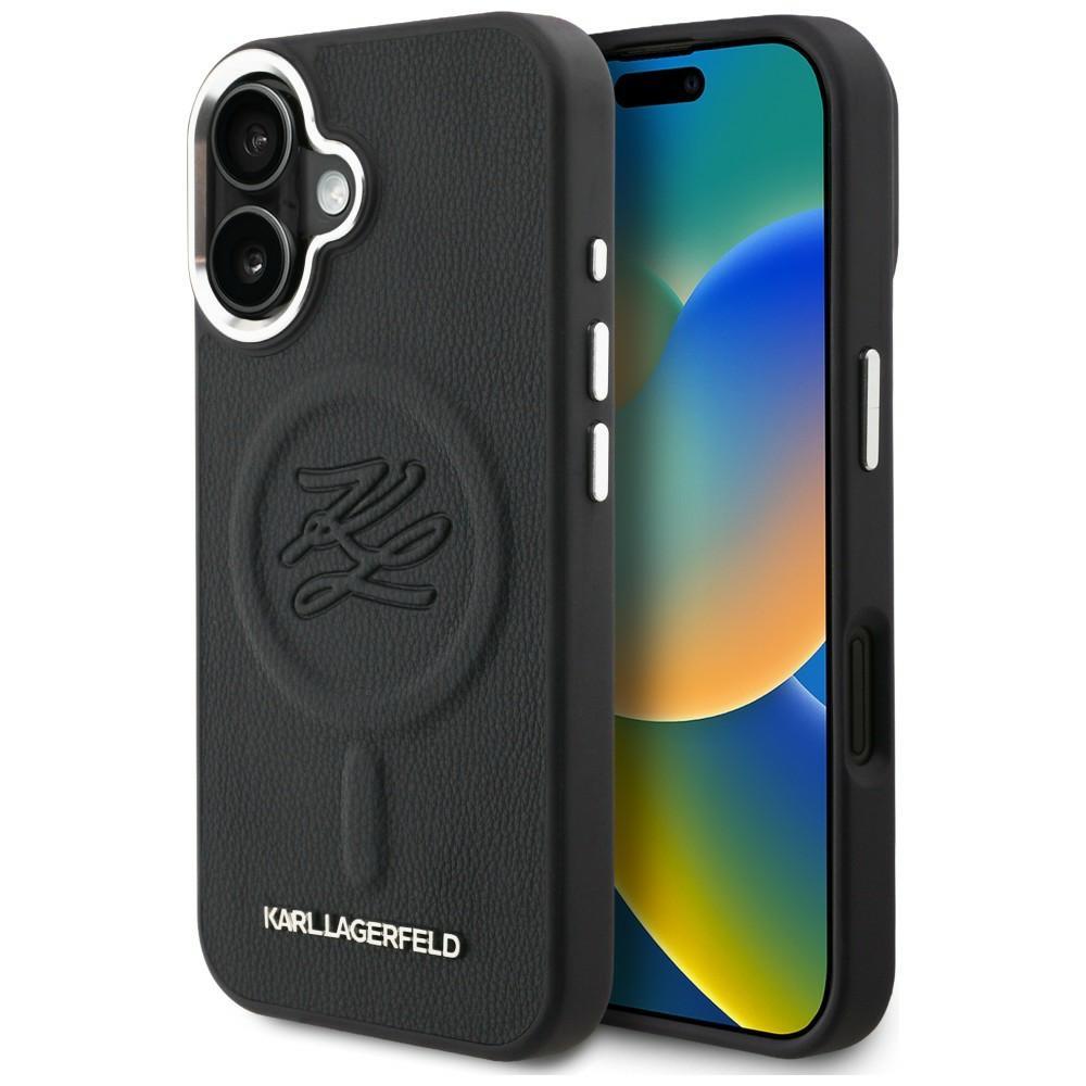 Karl Lagerfeld Initial & Metal Logo MagSafe Case for iPhone 16 Black