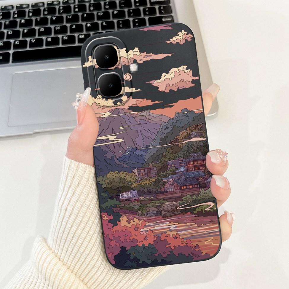 For Tecno Pop 10 4G Cover Case Silicone Cute Cartoon Fashion Flowers Love Shockproof Cover For Techno Pop 10 Phone Case Bumper