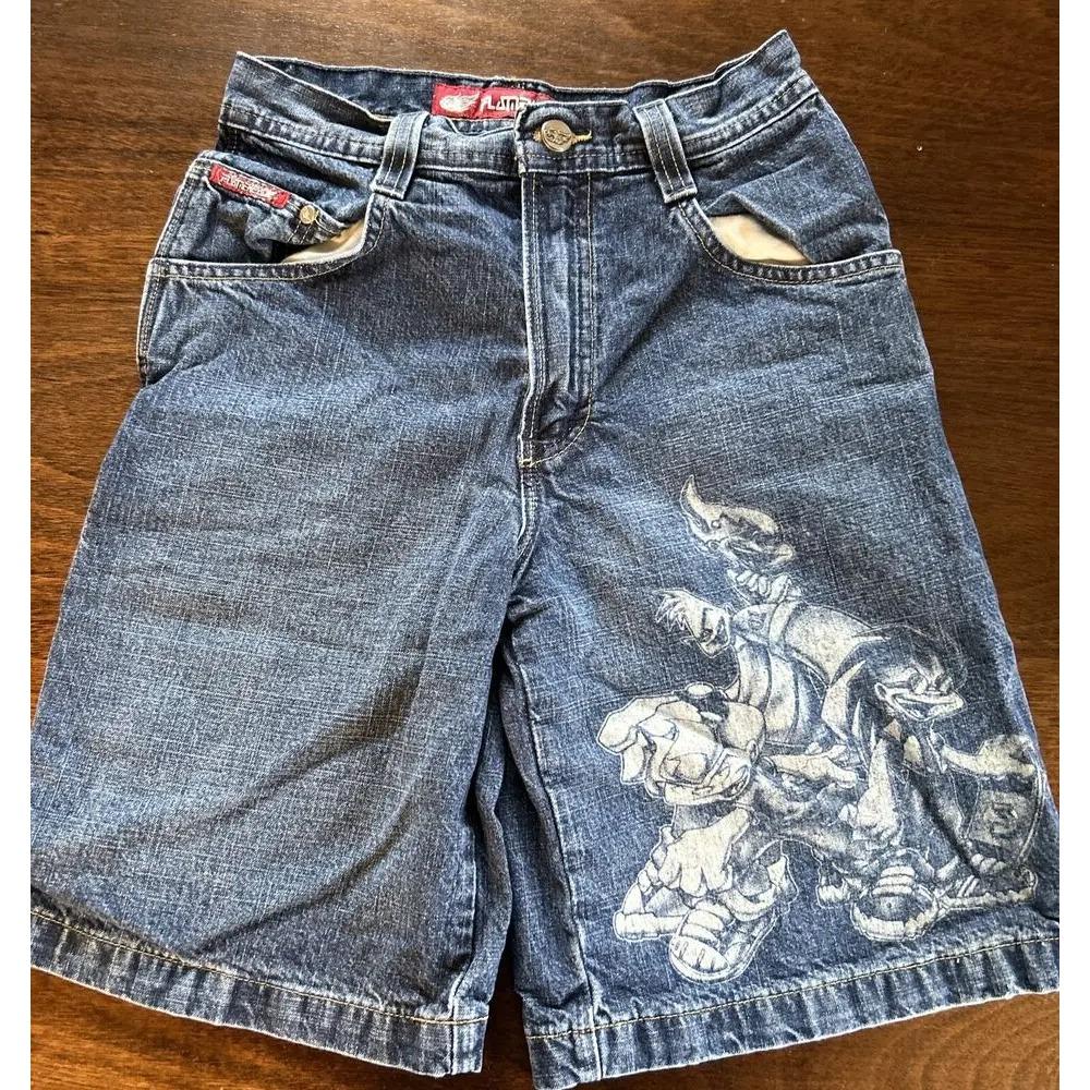 Джинсовые шорты RogueWave с винтажным графическим принтом, молодежные джинсовые шорты для скейтеров в стиле ретро, джинсы Y2k, мешковатые джинсовые шорты