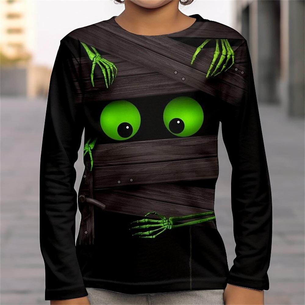 Halloween Tees 3d Skull Optical Illusion T Shirts For Children Clothes Fteenagers Boys Wear Large Eyeball T-Shirt For A Boy 2023