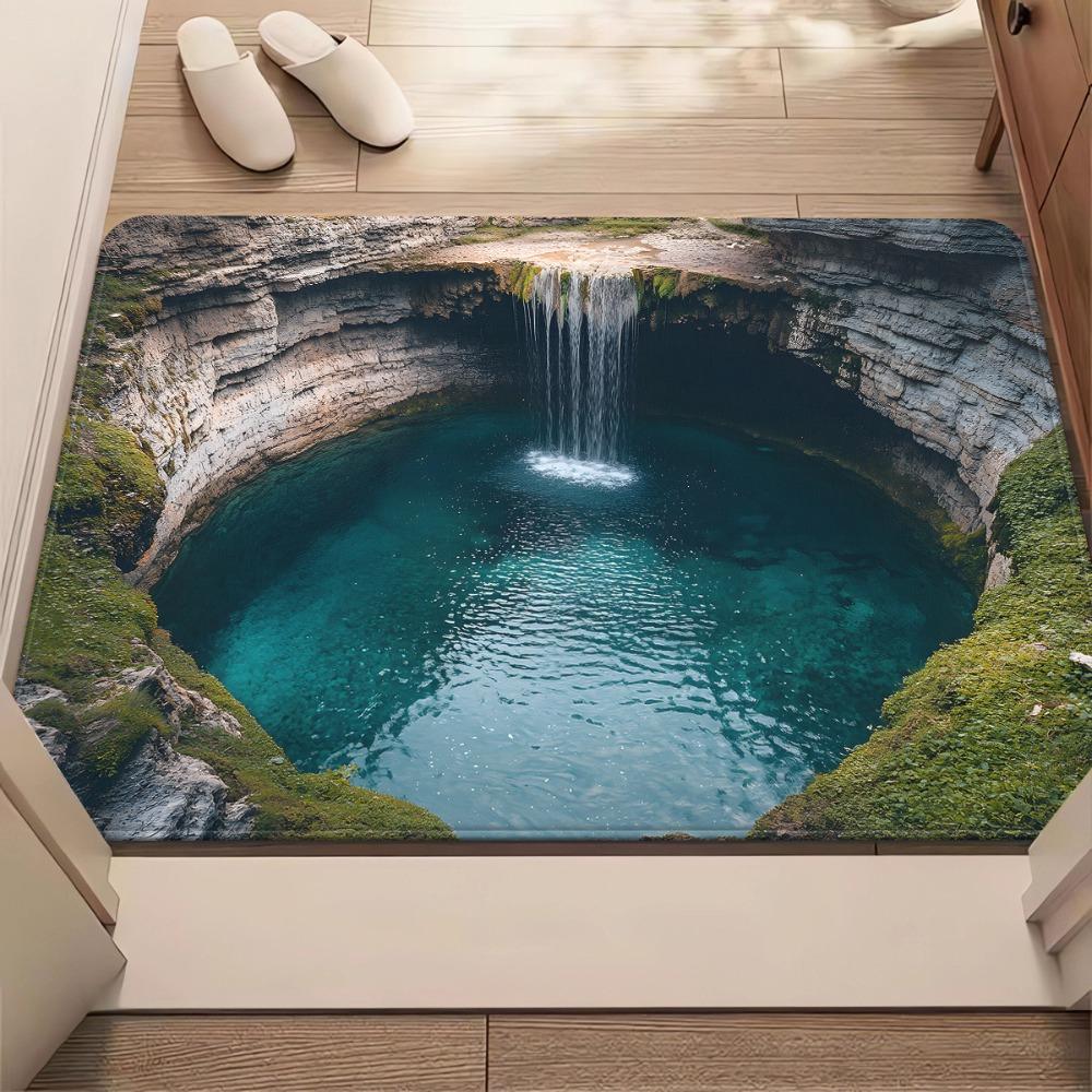 3D плошной коврик-обманка, Нескользящий, Влагопоглощающий, Ковер для ванной комнаты, Реалистичный дизайн, Прочный коврик для двери спальни