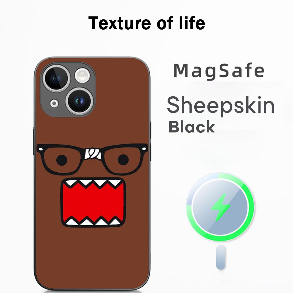 Domo kun new cute cartoon pattern Phone Case For iPhone 17 16 15 14 13 12 Plus Pro Max  High-end Luxury Magsafe Sheepskin