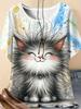 Vintage Women's Summer T-Shirt Anime Cat Graphics O-Neck Short Sleeve T-Shirts Female Streetwear Casual Oversized Woman Clothes