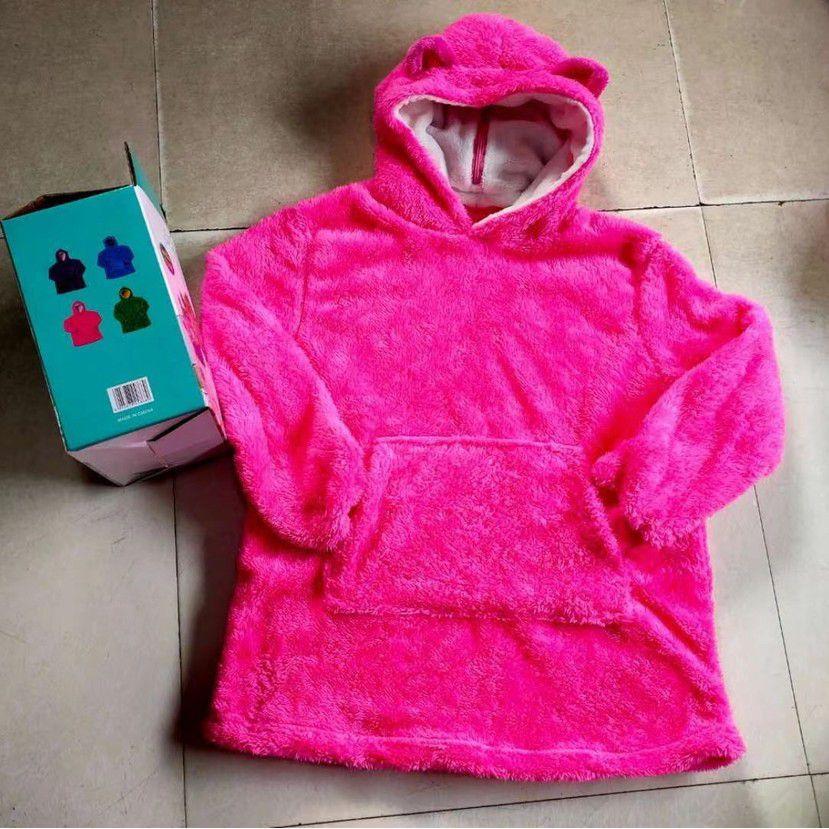 Детский супермягкий плюшевый зимний флисовый теплый худи-одеяло гигантского размера