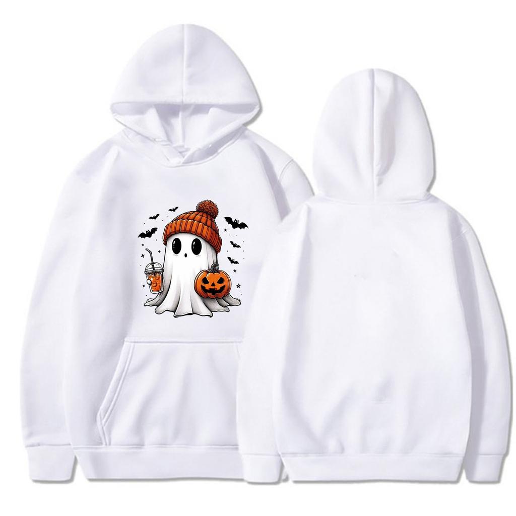Женская однотонная толстовка с капюшоном с длинным рукавом и принтом на Хэллоуин