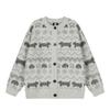 DRIPX Round Neck Knitted Cardigan for Women, Sweater with Small Dog Pattern, Top with Long Sleeves, for Autumn and Winter