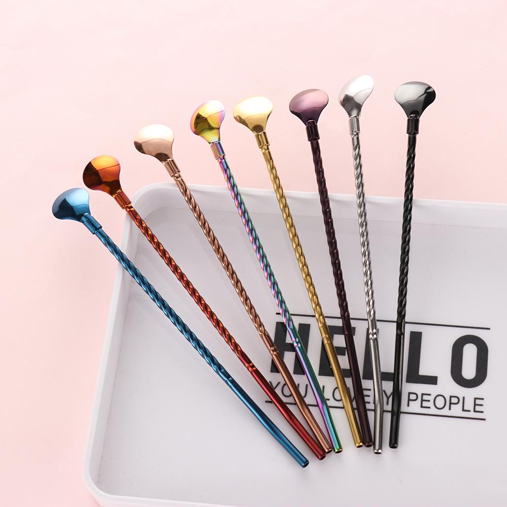 Party Reusable Bar Tea Metal Stainless Steel Coffee Spoons Straws Spoon Drinking Straw