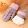 Winter Women Keep Warm Plus Velvet Wrist Thicken Jacquard Twist Wool Knitting Gloves Full Finger Cycling Drive Cute Mittens
