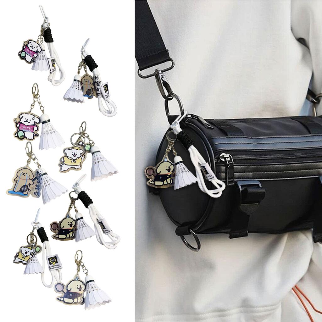 Брелок для ключей с изображением собаки из мультфильма «Бадминтон», подвеска в виде мяча для бадминтона, небольшой брелок, акриловые брелоки, подарок для пар, любителей бадминтона