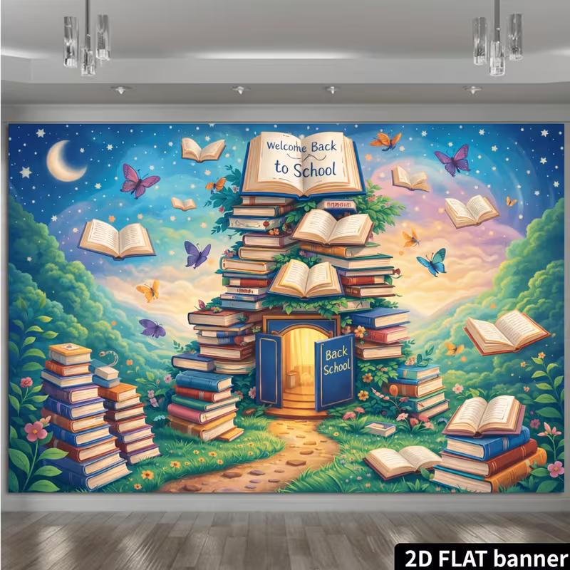2D Фантастический Лес Открытая Книга Дети Первый День в Школе Фотофон Декор