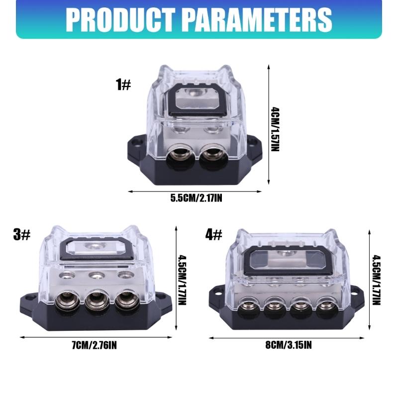 Vehicle Ground Terminal Block Metal Housing with Clear Cover for Amplifier Ground Cable Layout and Wiring Projects
