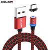 USLION Магнитный кабель Светодиодный нейлоновый кабель Micro USB Type C Зарядное устройство для Iphone USB-C Магнитный шнур Type-C