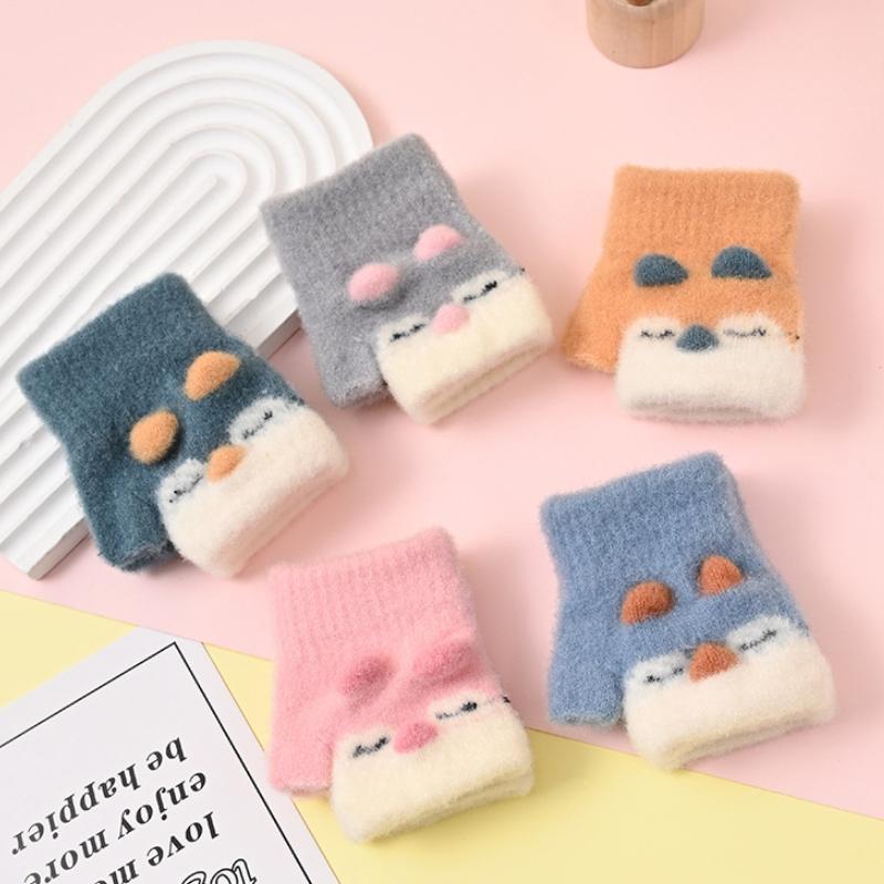 Cartoon Knitted Kids Gloves Knitting Fingerless Mittens Winter Warm Kids Gloves Multicolor Lovely Mittens Baby Gloves