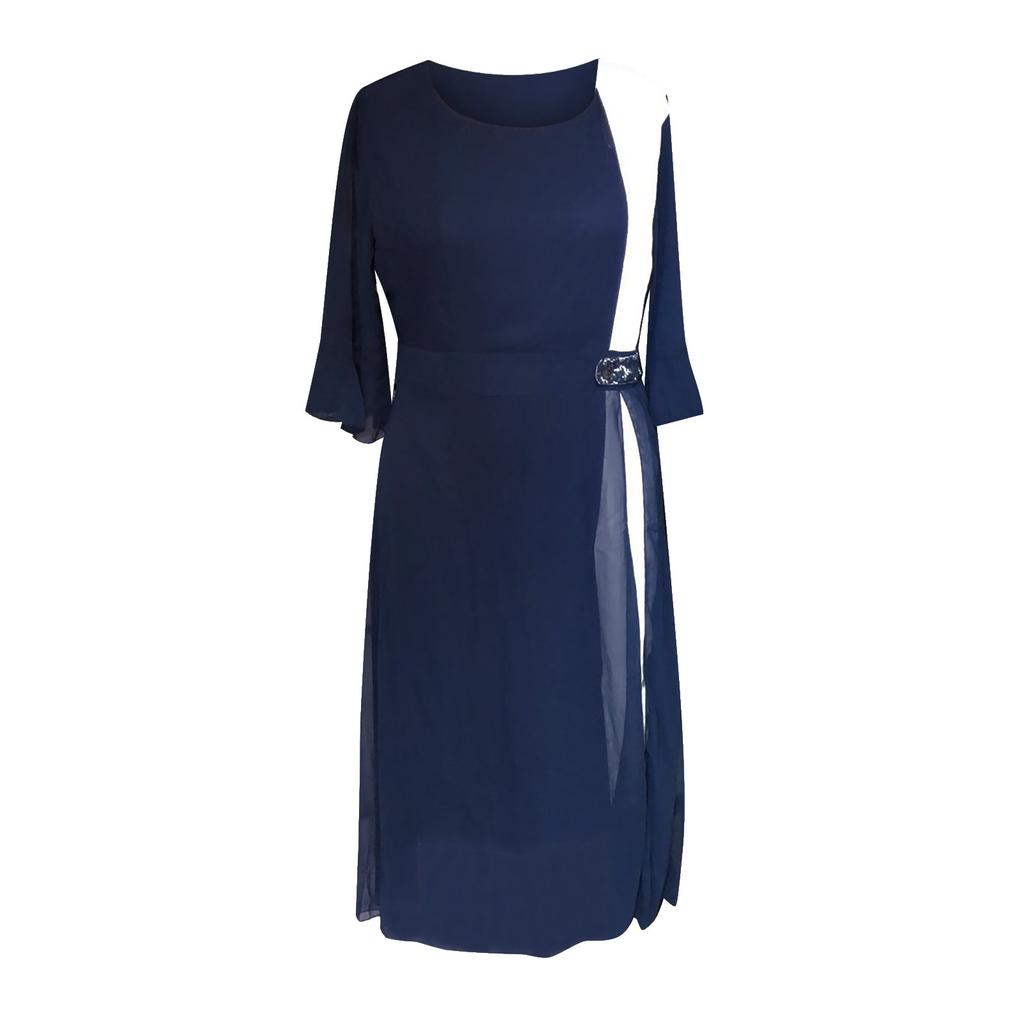 Women's Fashion Plus Size Skirt Chiffon Stitching Collision Color Waist Dress