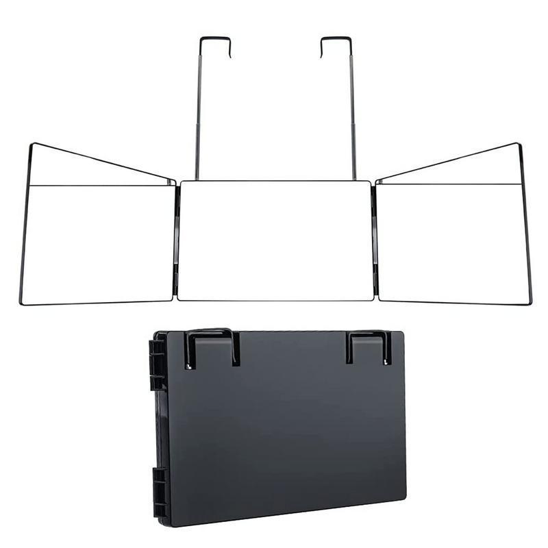 Трехстороннее зеркало для стрижки волос, тройное зеркало на 360 градусов с регулируемыми по высоте телескопическими крючками и светодиодной подсветкой для макияжа и укладки волос