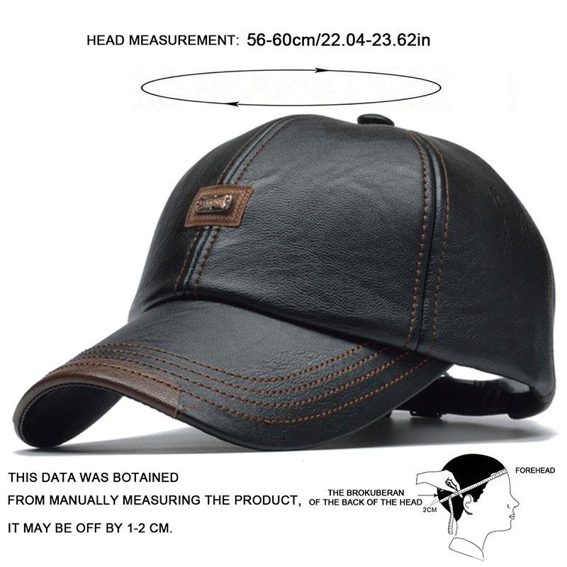 High Quality Baseball Cap Casual Fashion Hat Autumn and Winter Warm Caps PU Leather Hats for Men