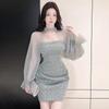Сексуальное вечернее платье из двух предметов одежды в европейском и американском стиле 2023 года с облегающим дизайном на бедрах