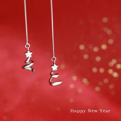 Серьги-продевки из стерлингового серебра 925 пробы в виде вращающихся звезд с длинной кисточкой