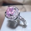 Штамп 925, Новая мода, розовое кольцо с цирконием, квадратное кольцо с четырьмя когтями, милые ювелирные изделия для свадебной вечеринки, подарки, оптовая продажа